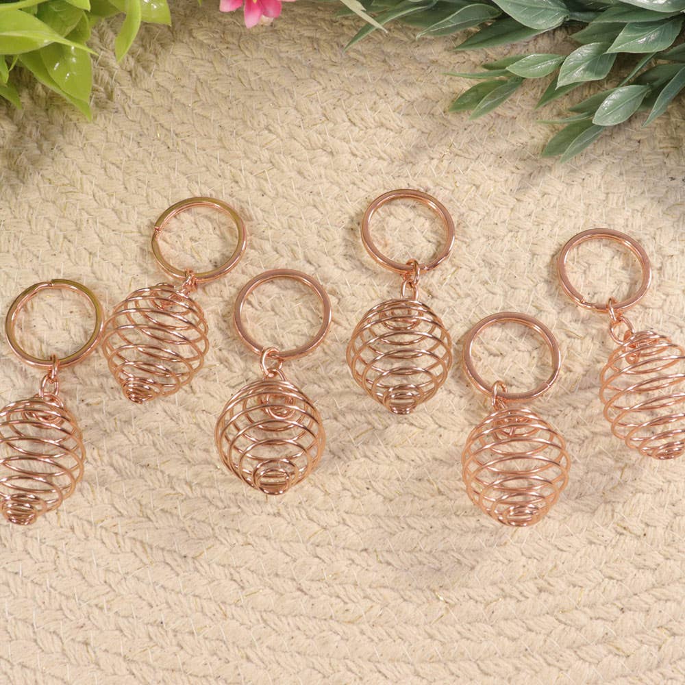 Copper Spiral Cage Keychain
