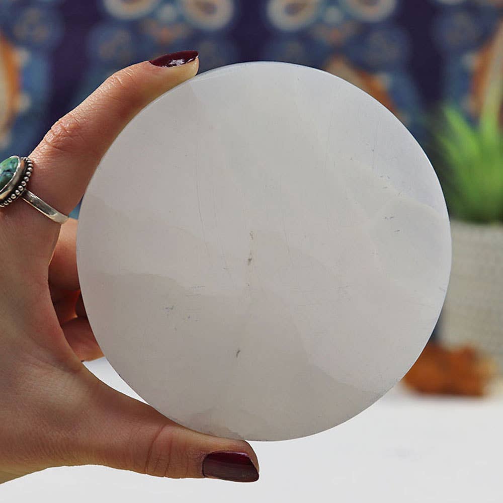 Selenite Round Charging Plate