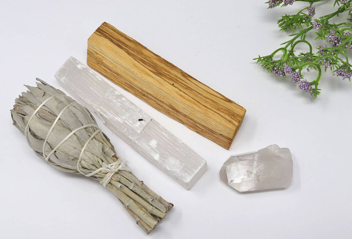 Smudging Bundle with Clear Quartz