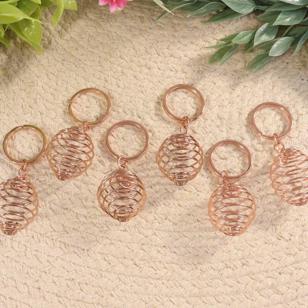 Copper Spiral Cage Keychain