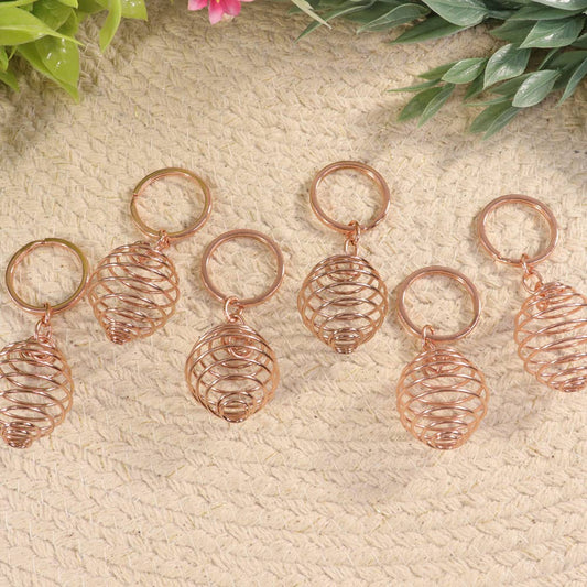 Copper Spiral Cage Keychain