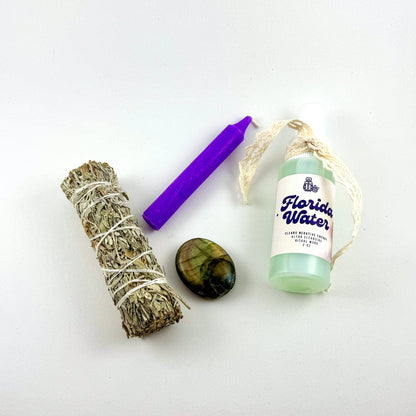 Aura Clearing Ritual Kit | Crystal + Smudge Set